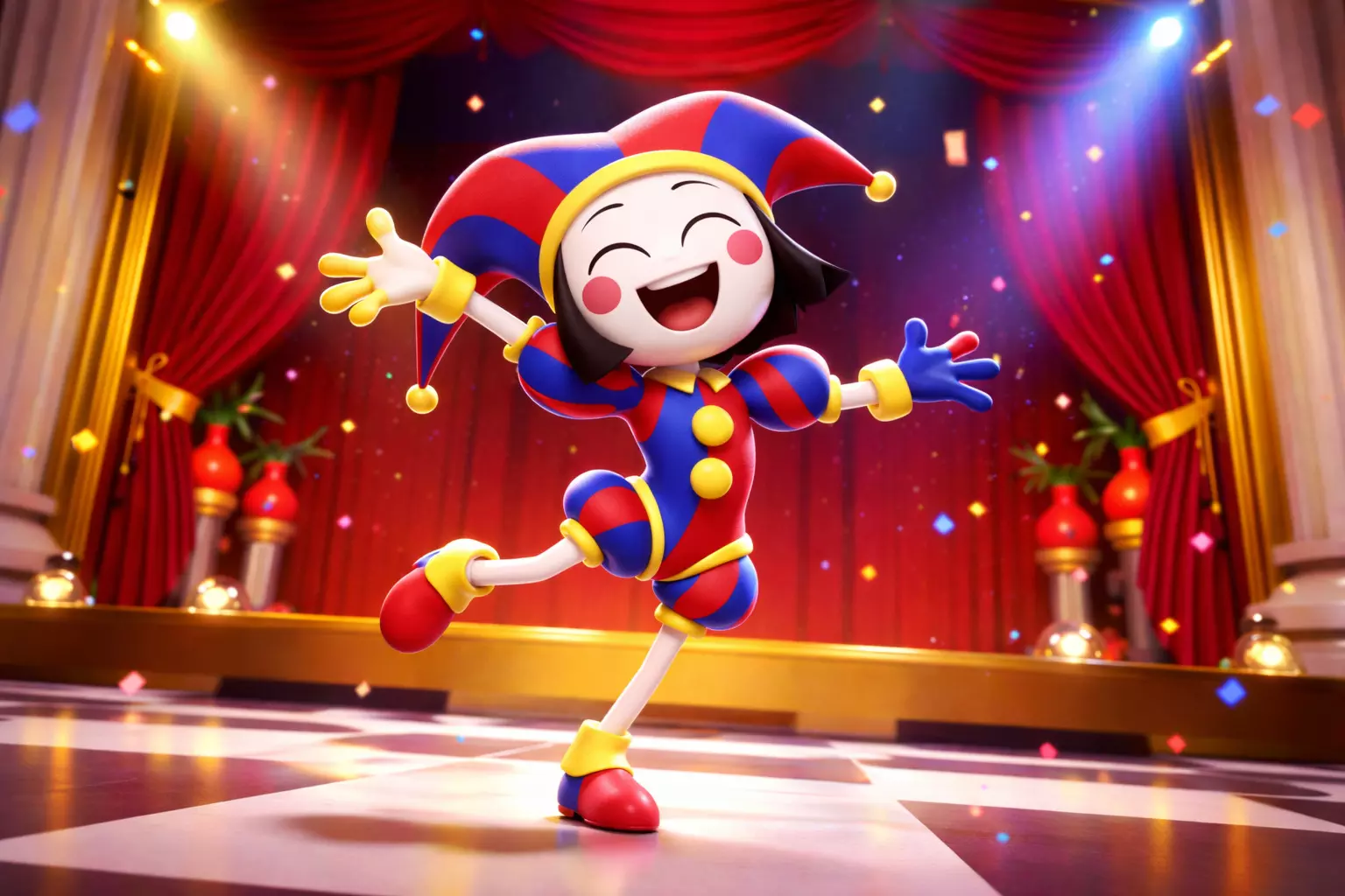 Pomni on the Digital Circus stage (placeholder)